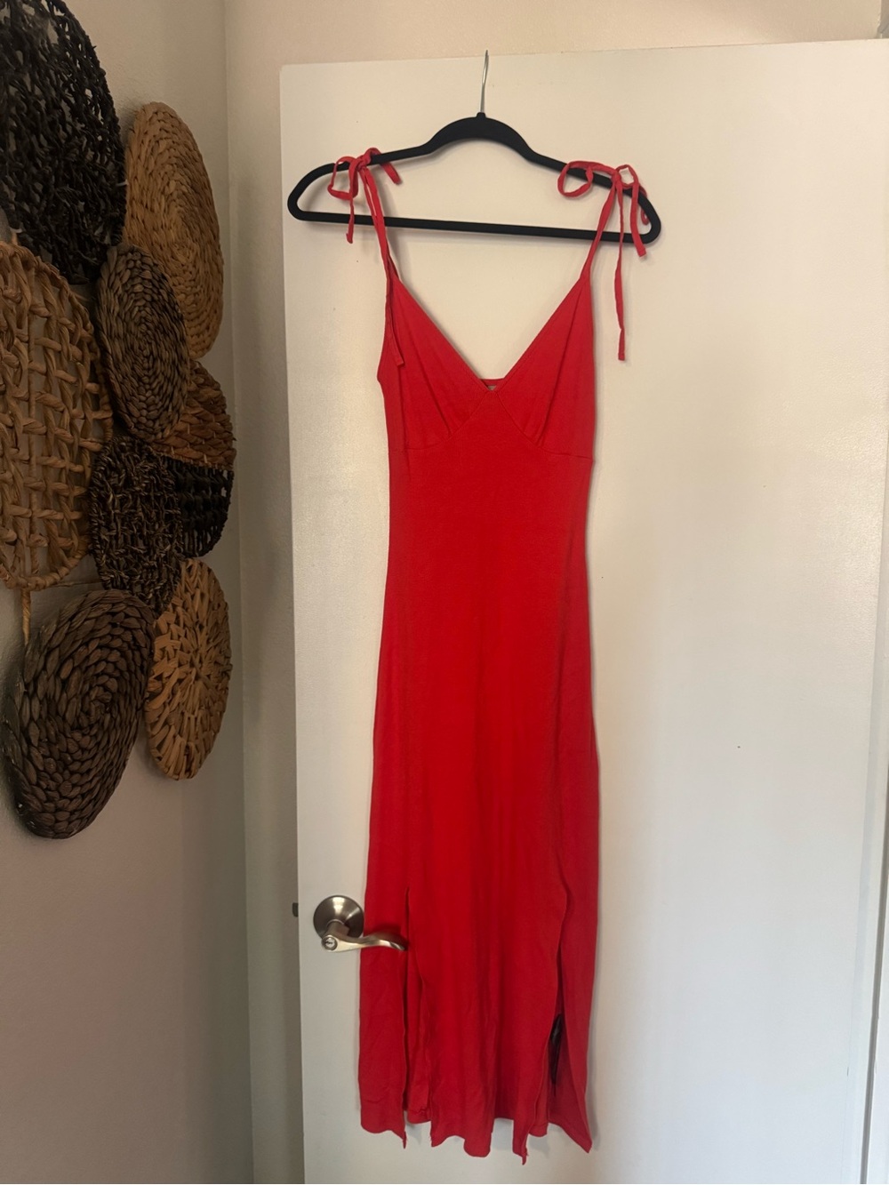 ASOS Red Tie-Shoulder Maxi Dress